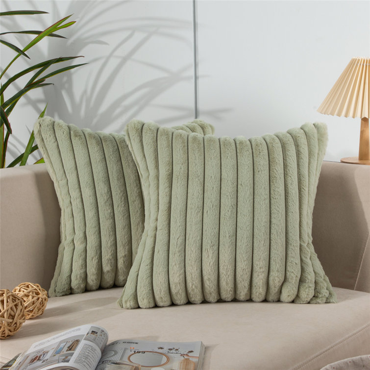 Green faux best sale fur pillow